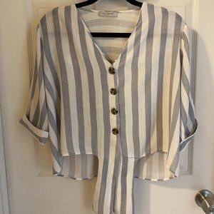 White & Light Blue Stripped Shirt